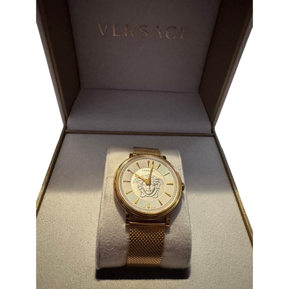Versace VE8102319 V-Circle Lady white gold Stainless Steel Women's Watch NEW